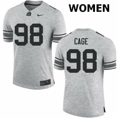 Women's Ohio State Buckeyes #98 Jerron Cage Gray Nike NCAA College Football Jersey January QKT3244AW